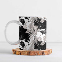 Black White Monotone Tropical Flowers Pattern Ceramic Mug LT01 Black - Polynesian Pride
