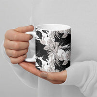 Black White Monotone Tropical Flowers Pattern Ceramic Mug LT01 - Polynesian Pride