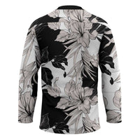 Black White Monotone Tropical Flowers Pattern Hockey Jersey LT01 - Polynesian Pride