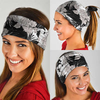 Black White Monotone Tropical Flowers Pattern Neck Gaiter - Polynesian Pride