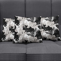 Black White Monotone Tropical Flowers Pattern Pillow Cover - Polynesian Pride