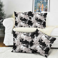Black White Monotone Tropical Flowers Pattern Pillow Cover - Polynesian Pride