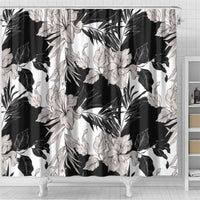 Black White Monotone Tropical Flowers Pattern Shower Curtain - Polynesian Pride