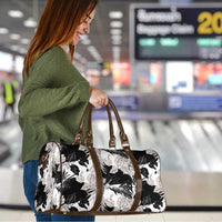 Black White Monotone Tropical Flowers Pattern Travel Bag - Polynesian Pride