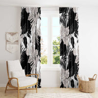 Black White Monotone Tropical Flowers Pattern Window Curtain - Polynesian Pride