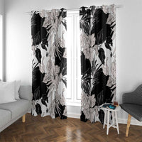 Black White Monotone Tropical Flowers Pattern Window Curtain - Polynesian Pride