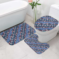 Polynesian Monstera Tiare Floral Bathroom Set Royal Blue Tropical Plaid - Polynesian Pride