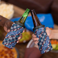 Polynesian Monstera Tiare Floral 4 in 1 Can Cooler Tumbler Royal Blue Tropical Plaid - Polynesian Pride
