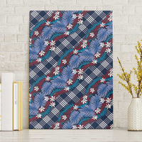 Polynesian Monstera Tiare Floral Canvas Wall Art Royal Blue Tropical Plaid LT01 Without Frame Blue - Polynesian Pride