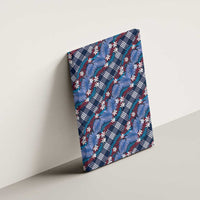 Polynesian Monstera Tiare Floral Canvas Wall Art Royal Blue Tropical Plaid LT01 - Polynesian Pride