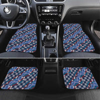 Polynesian Monstera Tiare Floral Car Mats Royal Blue Tropical Plaid LT01 Set 4pcs Blue - Polynesian Pride