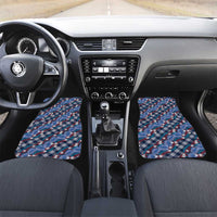 Polynesian Monstera Tiare Floral Car Mats Royal Blue Tropical Plaid LT01 Set 2pcs - Front Blue - Polynesian Pride