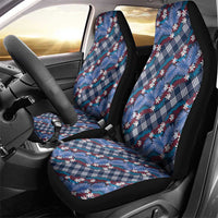Polynesian Monstera Tiare Floral Car Seat Cover Royal Blue Tropical Plaid LT01 - Polynesian Pride
