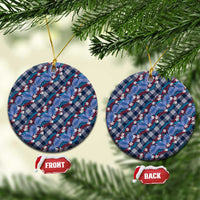 Polynesian Monstera Tiare Floral Ceramic Ornament Royal Blue Tropical Plaid LT01 Circle Blue - Polynesian Pride