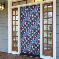 Polynesian Monstera Tiare Floral Door Cover Royal Blue Tropical Plaid LT01 - Polynesian Pride