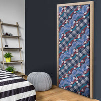 Polynesian Monstera Tiare Floral Door Cover Royal Blue Tropical Plaid LT01 - Polynesian Pride