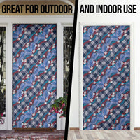 Polynesian Monstera Tiare Floral Door Cover Royal Blue Tropical Plaid LT01 - Polynesian Pride