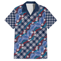 Polynesian Monstera Tiare Floral Family Matching Summer Maxi Dress and Hawaiian Shirt Royal Blue Tropical Plaid - Polynesian Pride