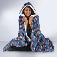 Polynesian Monstera Tiare Floral Hooded Blanket Royal Blue Tropical Plaid LT01 - Polynesian Pride