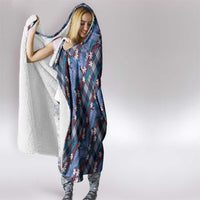 Polynesian Monstera Tiare Floral Hooded Blanket Royal Blue Tropical Plaid LT01 - Polynesian Pride