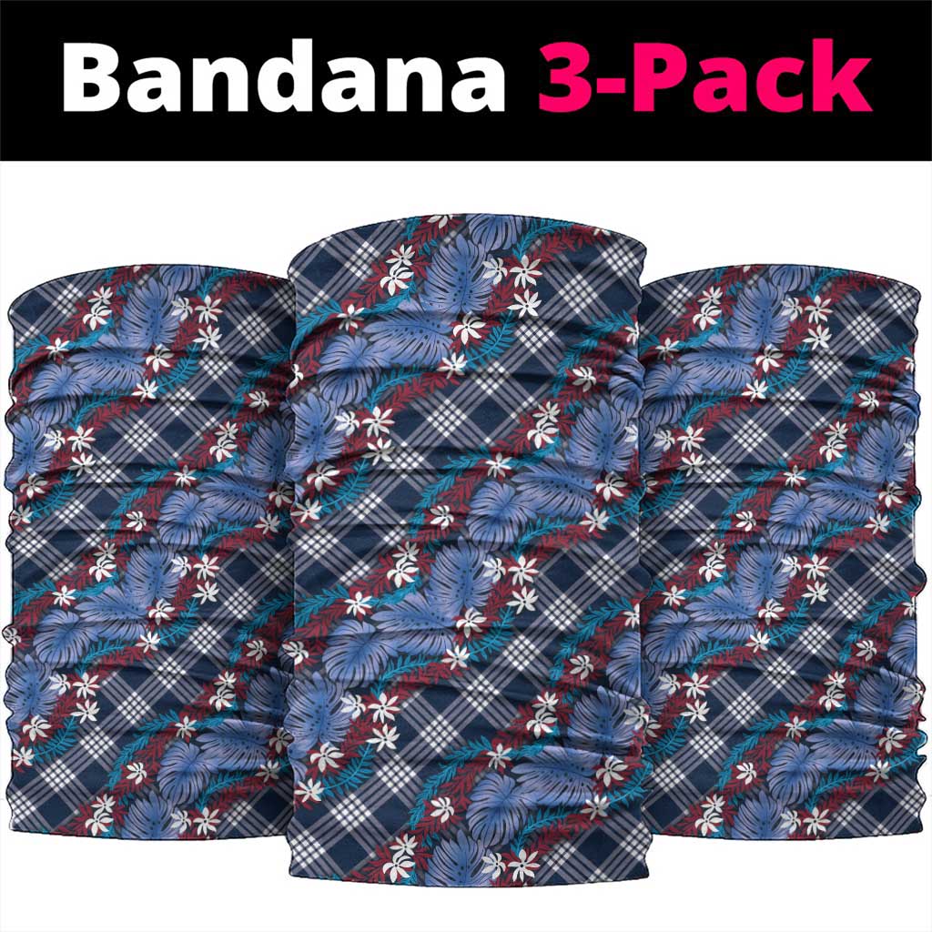 Polynesian Monstera Tiare Floral Neck Gaiter Royal Blue Tropical Plaid LT01 package One Size: 25*50cm Blue - Polynesian Pride