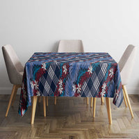 Polynesian Monstera Tiare Floral Tablecloth Royal Blue Tropical Plaid LT01 - Polynesian Pride