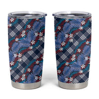 Polynesian Monstera Tiare Floral Tumbler Cup Royal Blue Tropical Plaid LT01 Blue - Polynesian Pride