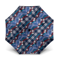 Polynesian Monstera Tiare Floral Umbrella Royal Blue Tropical Plaid LT01 One Size Folded 11.42 inch Opened Diameter 37.4 inch Blue - Polynesian Pride