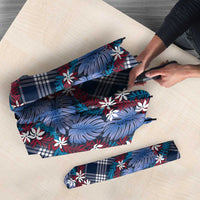 Polynesian Monstera Tiare Floral Umbrella Royal Blue Tropical Plaid LT01 - Polynesian Pride
