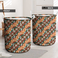 Polynesian Monstera Tiare Floral Laundry Basket Chocolate Brown Tropical Plaid LT01 - Polynesian Pride