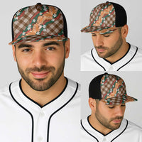 Polynesian Monstera Tiare Floral Baseball Net Cap Chocolate Brown Tropical Plaid - Polynesian Pride
