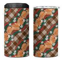 Polynesian Monstera Tiare Floral 4 in 1 Can Cooler Tumbler Chocolate Brown Tropical Plaid LT01 One Size: 16 oz Brown - Polynesian Pride