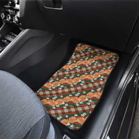 Polynesian Monstera Tiare Floral Car Mats Chocolate Brown Tropical Plaid LT01 - Polynesian Pride