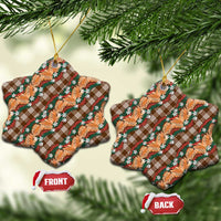 Polynesian Monstera Tiare Floral Ceramic Ornament Chocolate Brown Tropical Plaid LT01 Snow Flake Brown - Polynesian Pride