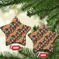 Polynesian Monstera Tiare Floral Ceramic Ornament Chocolate Brown Tropical Plaid LT01 Star Brown - Polynesian Pride