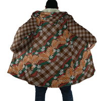 Polynesian Monstera Tiare Floral Cloak Chocolate Brown Tropical Plaid LT01 - Polynesian Pride