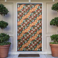 Polynesian Monstera Tiare Floral Door Cover Chocolate Brown Tropical Plaid LT01 Brown - Polynesian Pride