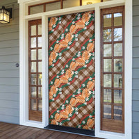 Polynesian Monstera Tiare Floral Door Cover Chocolate Brown Tropical Plaid LT01 - Polynesian Pride