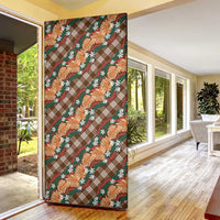 Polynesian Monstera Tiare Floral Door Cover Chocolate Brown Tropical Plaid LT01 - Polynesian Pride