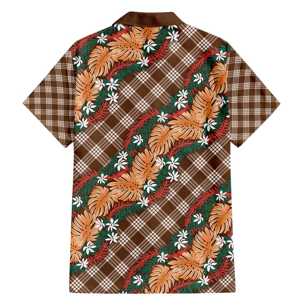 Polynesian Monstera Tiare Floral Family Matching Summer Maxi Dress and Hawaiian Shirt Chocolate Brown Tropical Plaid - Polynesian Pride