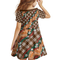Polynesian Monstera Tiare Floral Family Matching Tank Maxi Dress and Hawaiian Shirt Chocolate Brown Tropical Plaid - Polynesian Pride