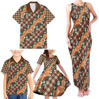 Polynesian Monstera Tiare Floral Family Matching Tank Maxi Dress and Hawaiian Shirt Chocolate Brown Tropical Plaid - Polynesian Pride