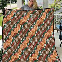 Polynesian Monstera Tiare Floral Quilt Chocolate Brown Tropical Plaid - Polynesian Pride