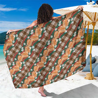 Polynesian Monstera Tiare Floral Sarong Chocolate Brown Tropical Plaid LT01 One Size 44 x 66 inches Brown - Polynesian Pride