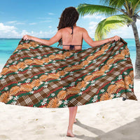 Polynesian Monstera Tiare Floral Sarong Chocolate Brown Tropical Plaid LT01 - Polynesian Pride