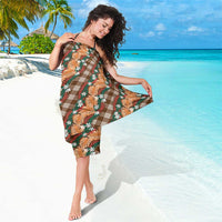 Polynesian Monstera Tiare Floral Sarong Chocolate Brown Tropical Plaid LT01 - Polynesian Pride