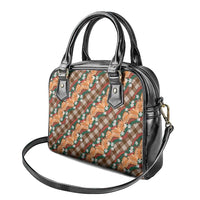 Polynesian Monstera Tiare Floral Shoulder Handbag Chocolate Brown Tropical Plaid - Polynesian Pride