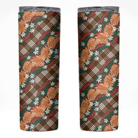 Polynesian Monstera Tiare Floral Skinny Tumbler Chocolate Brown Tropical Plaid LT01 Brown - Polynesian Pride