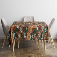 Polynesian Monstera Tiare Floral Tablecloth Chocolate Brown Tropical Plaid LT01 - Polynesian Pride