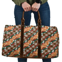 Polynesian Monstera Tiare Floral Travel Bag Chocolate Brown Tropical Plaid - Polynesian Pride